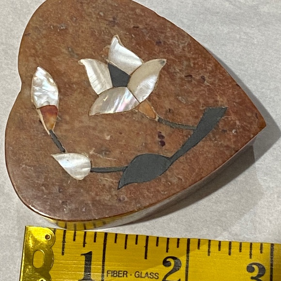 Heart Shaped Stone Trinket Box Inlaid Mother of Pearl
Jewelry Holder - Picture 4 of 13